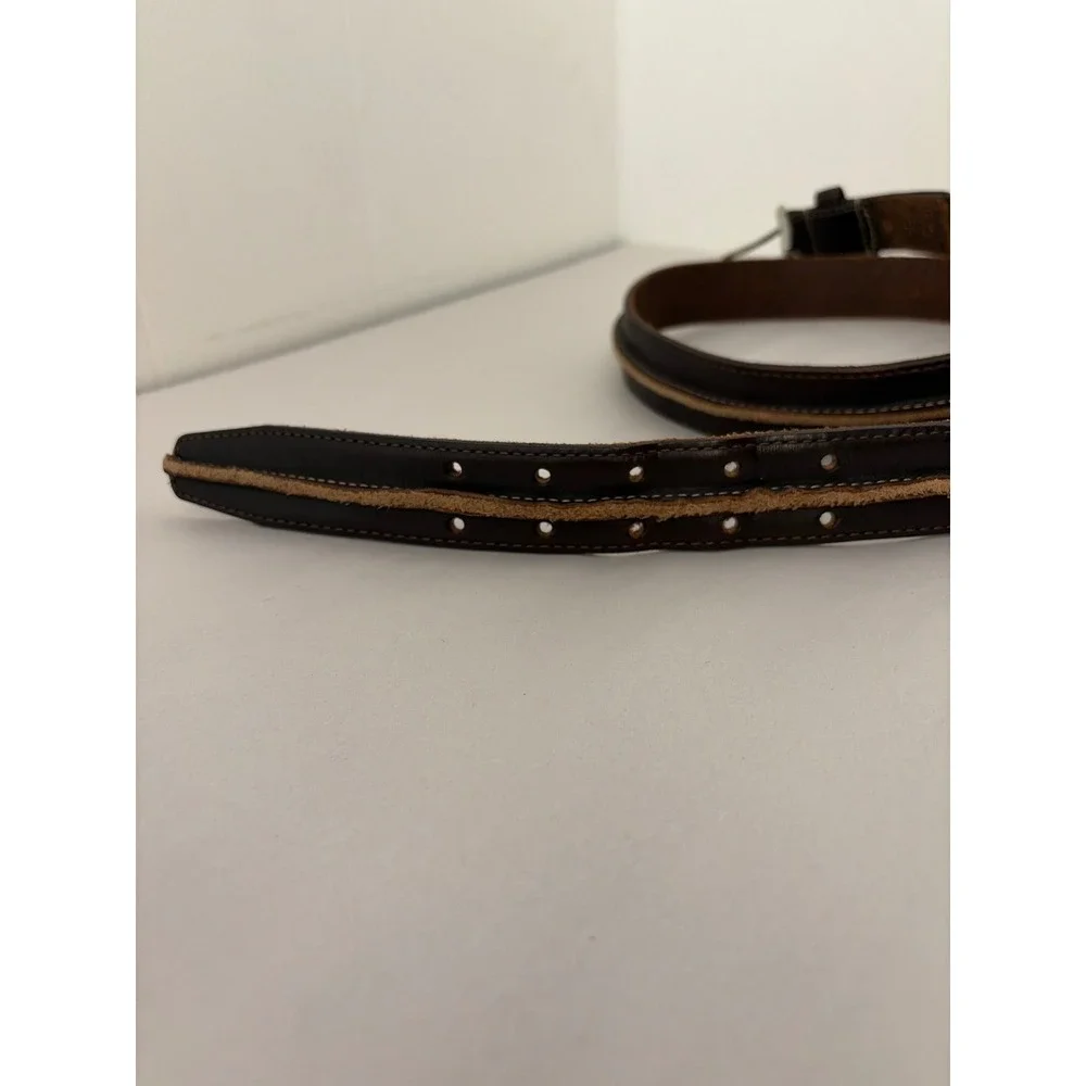 Leather Belt Mens 42‎ Brown Double Prong Thick Suede Inlay 1.25in Western